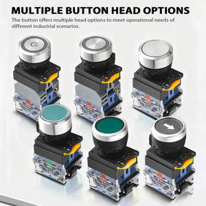 22MM Platte Plastic Drukknop met DIY-symbool Zonder Led-pijl Rond 1NO1NC Drukknop Leverancier 10A Apparatuurbediening - Product Image 4