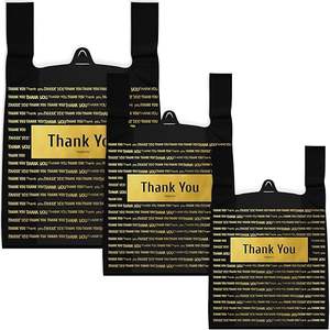 Thank You Biodegradable Side Gusset Shopping Bags with Handle Custom Logo PE <b>Material</b> for Supermarket <b>Packaging</b> - Product Image 4
