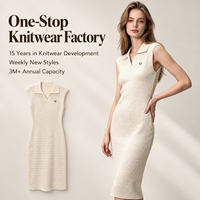 Robe pull midi en maille pour femme, col polo, sans manches, coupe ajustée avec ceinture, printemps-été, personnalisable avec logo, fabrication usine