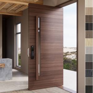 Porte d'entrée pivotante en bois de style américain moderne BASEN, porte extérieure en bois pour maison avec verre - Product Image 5