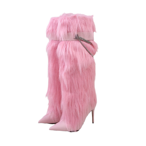 <span class=keywords><strong>Stivali</strong></span> Alti da <span class=keywords><strong>Donna</strong></span> ZHEZHE per Autunno e Inverno, Tacco Alto 10cm, Tomaia in PU, Catena, Taglia <span class=keywords><strong>42</strong></span>, Scarpe Eleganti alla Moda - Product Image 2