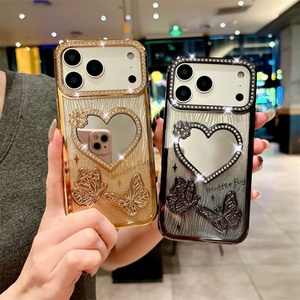 เคสโทรศัพท์เคลือบทองหรูหรา พร้อมฝาครอบกระจกเพชร สำหรับ iPhone 16 15 14 Plus, เคส iPhone 17 Pro Max รุ่นพรีเมียมสำหรับผู้หญิง - Product Image 4