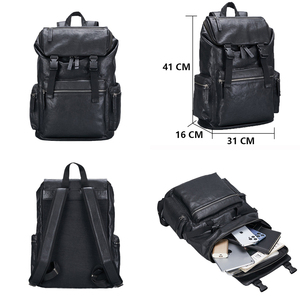 Sac à dos en cuir de vache véritable 2026 pour homme, vintage, imperméable, pour ordinateur portable 15,6 pouces, sac de voyage, sac à dos avec doublure en coton, fermeture à glissière - Product Image 2