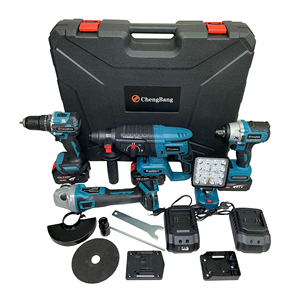 5pcs Set Rechargeable <b>Power</b> <b>Tool</b> Kits Brushless Hammer Impact Drill Angle Cordless Wrench Portable Battery Lamp - Product Image 3
