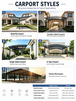 Kit de carport en aluminium avec toit en polycarbonate, auvent pour deux voitures |   Abri de stationnement extérieur arqué et antirouille pour jardin domestique