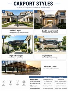 <span class=keywords><strong>Kit</strong></span> de carport en aluminium avec <span class=keywords><strong>toit</strong></span> en polycarbonate, auvent pour deux voitures |   Abri de stationnement extérieur arqué et antirouille pour jardin domestique - Product Image 5