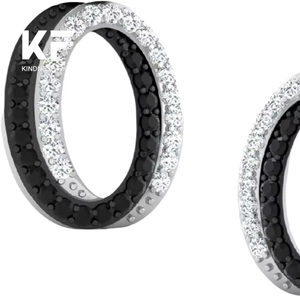 Boucles d'oreilles solitaires en onyx noir naturel et moissanite |   Argent sterling |   Pierre facettée de 1 mm |   Design minimaliste |   pour - Product Image 1