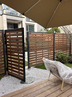 Clôture extérieure verticale en Wpc de poteau en aluminium de terrasse composite à grain de bois noir écologique