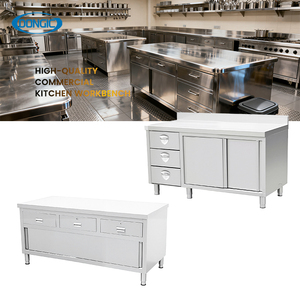 Tavolo <span class=keywords><strong>da</strong></span> <span class=keywords><strong>lavoro</strong></span> personalizzabile in acciaio inox con piano ripiano regolabile per cibo <span class=keywords><strong>cucina</strong></span> isole carretti - Product Image 4