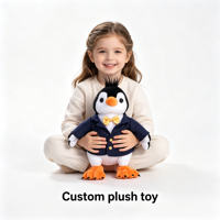 Peluche personnalisée pingouin mascotte d'entreprise OEM/ODM, jouet en peluche pingouin de marque sur mesure, animal en peluche pingouin uniforme
