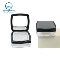 Poudre libre compacte noire carrée FHDZ-107 Z fabriquée par Lisheng, miroir portable, poudre fine fixante, vide