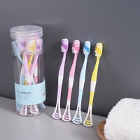 Brosse à dents et nettoyeur de langue tout-en-un Soins dentaires polyvalents avec conception de nettoyage de langue intégrée et poils ultra-doux