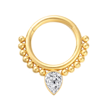 ASTM F136 Titane Goutte D'eau clair Zircon Articulé Segment Clicker Septum Nez Anneau Piercing Bijoux