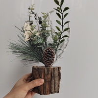 Pohon Natal Mini Buatan Tangan dari Batang Kayu, Tanaman Pot, Dekorasi DIY, Ornamen, Dekorasi Bunga Natal