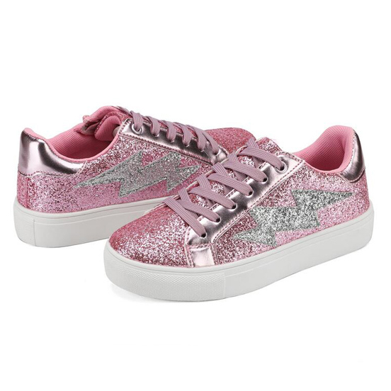 Розовые блестящие школьные детские легкие модные красивые туфли для девочек