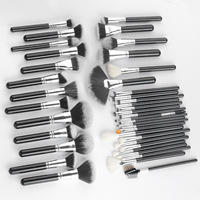 Ensemble de 40 pinceaux de maquillage vegan professionnels, personnalisables, de luxe, pour le visage, avec manches en bois et poils synthétiques