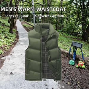 Nouvelle veste sans manches décontractée pour homme, automne-hiver, chaude, logo personnalisé, respirante, polyester/coton, grande taille, vente en gros, fermeture éclair - Product Image 2