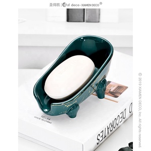 버블 업 5.6 "화이트 세라믹 미니 욕조 비누 접시 작은 디스펜서 세라믹 욕실 액세서리 비누 세이버 - Product Image 3