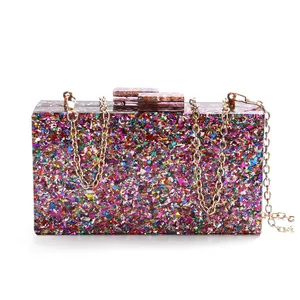 다채로운 스팽글 이브닝 클러치 백 럭셔리 웨딩 클러치 지갑과 핸드백 가방 2019 아크릴 가방