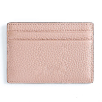 Dompet Kartu ID Kulit Asli Buatan Tangan Mewah dengan Logo Kustom, MOQ Rendah, Penutup Kartu Kredit Tipis Tanpa Kancing, 30mm