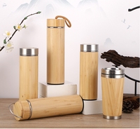 Pabrik 2026 Grosir Botol Air Ramah Lingkungan 500ML dari Bambu dan Stainless Steel dengan Tutup Bambu