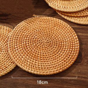 Sous-plats isolants tressés en vannerie résistants à la chaleur pour la maison, supports solides pour assiettes, tasses, théières, pots et bols - Product Image 3