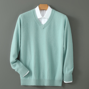 Maglione in Cashmere da uomo con collo a V di base maglione maglione in lana da uomo - Product Image 6