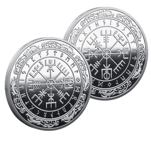 Noordse Viking Rune Metaal Ambachtelijke Herdenkingsmunt Kompas Thema Souvenir Munt Vintage Stijl Bureaudecoratie - Product Image 4