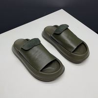 Claquettes pour hommes en EVA à rayures blanches, à bout ouvert, antidérapantes, pour l'intérieur, pantoufles d'été, motif uni, doublure en PU, chaussures décontractées