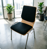 Chaise de conférence commerciale rembourrée en contreplaqué empilable et accrochable OKBUY, avec cadre métallique, pour banquets et formations, personnalisable
