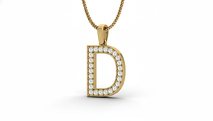 Natural Diamond Alphabet D Unisex Pendant Personalized Initial <b>Letter</b> Fine <b>Gold</b> Jewelry with Real Diamonds for Everyday Use - Product Image 2