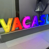 Enseigne de magasin en lettres 3D lumineuses à LED RGB personnalisées pour extérieur, en acier inoxydable, éclairées par l'avant