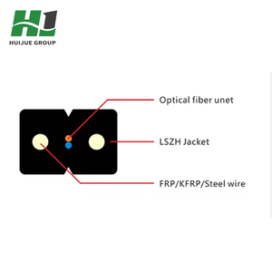 Câble de branchement FTTH autoportant HJ <span class=keywords><strong>2</strong></span> fibres, avec fil d'acier, multimode/monomode, protection IP67, certifié CE pour installation aérienne - Product Image 4