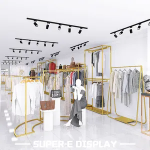 Trendy Fashion Retail Garment Boutique Shop Möbel Benutzer definierte Holz Damen Kleider ständer für Bekleidungs geschäft Design