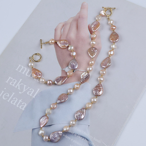 Handmade 18k Gold Plated Drop Shape Freshwater <strong>Pearl</strong> Beads Women Jewelry <strong>Set</strong> - Product Image 4
