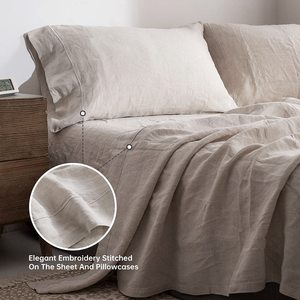 Set di <span class=keywords><strong>Lenzuola</strong></span> in Lino <span class=keywords><strong>Francese</strong></span> 100% Oeko-tex, Set Biancheria da Letto in Lino, Copripiumino King Size, Set <span class=keywords><strong>Lenzuola</strong></span> Stonewashed - Product Image 6