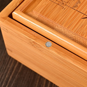 Caja de Té de Bambú Rectangular, Color Madera Natural, Pintura en Aerosol, Regalo Artesanal, Almacenamiento de Té Pu'er, Grosor Personalizable - Product Image 3