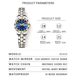 Reloj de Pulsera BINBOND B2521 de Lujo para Mujer, Resistente al Agua, Luminoso, de Cuarzo, con Correa de Acero Inoxidable, Envío Directo - Product Image 5