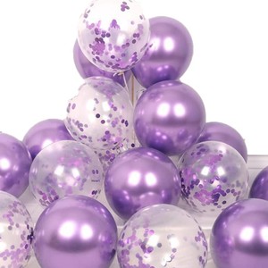 Nouveauté Fournitures pour Fêtes d'Anniversaire et de Mariage, Kit de 16 Ballons en Latex Métalliques Brillants de 12 Pouces avec Confettis, Ensemble de Ballons en Latex à Confettis - Product Image 3