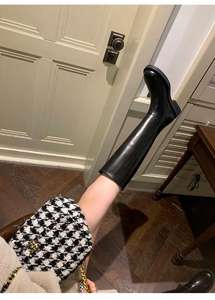 लक्जरी रेट्रो कोरियन शैली गोल पैर की अंगुली मध्य-बछड़े की महिला जूते और जूते - Product Image 4