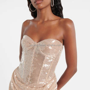 批发Oem/odm豪华鸡尾酒舞会礼服亮片紧身胸衣连衣裙工厂限量版低矮最小起订量50件，适合优雅女性 - Product Image 4