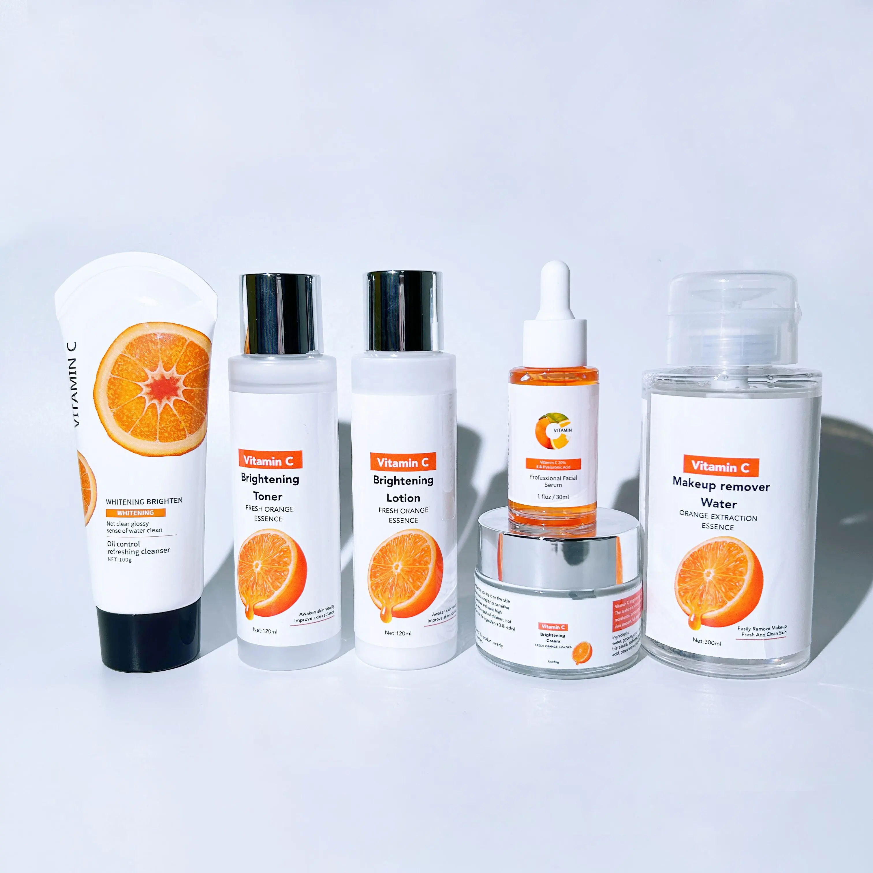 Anti invecchiamento crema per il viso e lavare la cura della pelle Set etichetta privata schiarente sbiancante vitamina C siero per il viso
