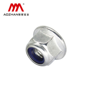 Écrou à bride en acier inoxydable 304 Aozhan M3 M4 M5 M6 M8 DIN6926, écrou hexagonal à verrouillage en nylon, qualité aviation A - Product Image 1