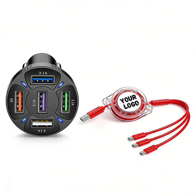 Custom Business Logo Gift 3-in-1 USB Power Charger Cable Promotion Portable Retractable Charging Cable for iPhone Android Phone
