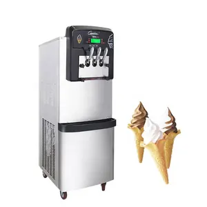 Soft serve ice cream machine with 2+1 flavor with double compressor pre-cooling function airpump