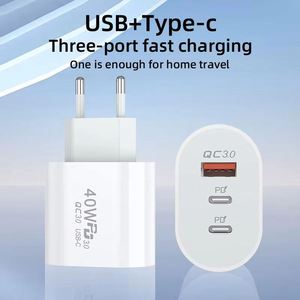 40W Oval Dual PD+<b>USB</b> Fast Charger 5V3A QC3.0 Adapter Phone Charger EU US <b>Plug</b> Standard for Mobile Phone Travel Charger - Product Image 4