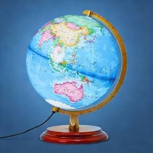 Autre globe terrestre de 32 cm haute définition avec base en bois, ornement pédagogique avec barres de latitude et de longitude pour les élèves du collège - Product Image 5