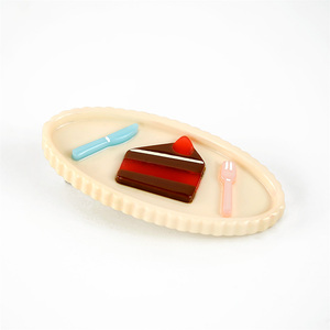 Pinza de pelo ovalada de acetato de 6 cm con diseño creativo y adornos, accesorio para el cabello con forma de comida, personalizable. - Product Image 4