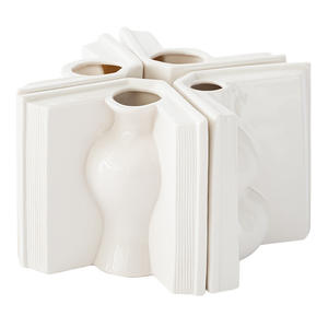 แจกันเซรามิกสีขาวเรียบง่ายข้ามพร<span class=keywords><strong>ม</strong></span>แดนสำหรับห้องนั่งเล่นการจัดดอกไม้และการสร้างสรรค์ - Product Image 5