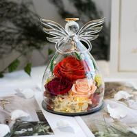 Lovebay Valentijnsdag cadeau Eeuwige Rozen in Hoekglas met Licht Stabiliseerde Bloemen Echte Ge conserveerde Rozen in Glas voor Moeder